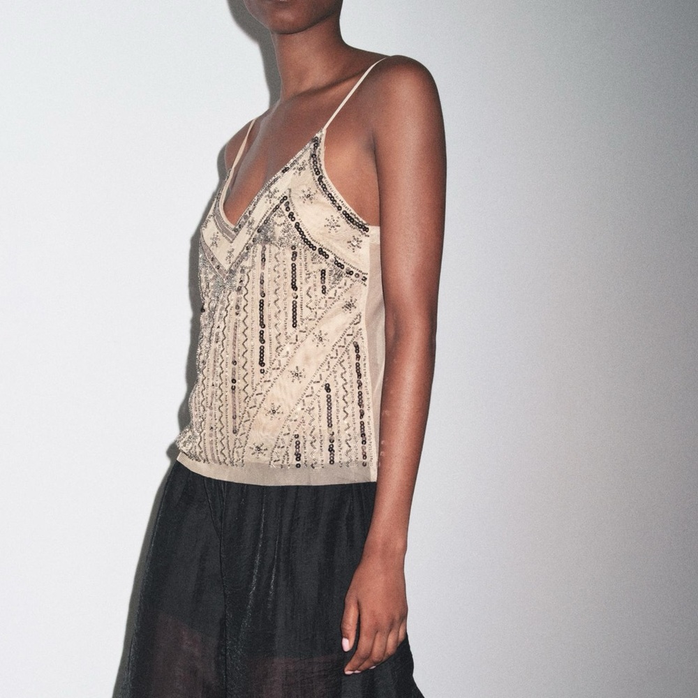 Zara embroidered beaded Embellished Camisole - Picture 4 of 6